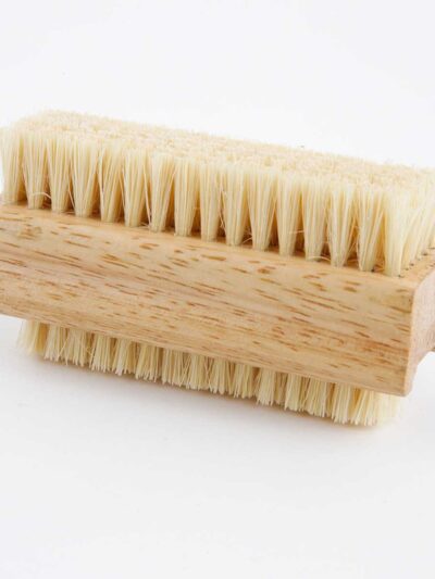 Wooden Nail Brush 100% Natural Bristles white background Nail Brush is double sided to effectively scrub hands and clean under nails. The bristles are made from the hard-wearing Tampico fibre