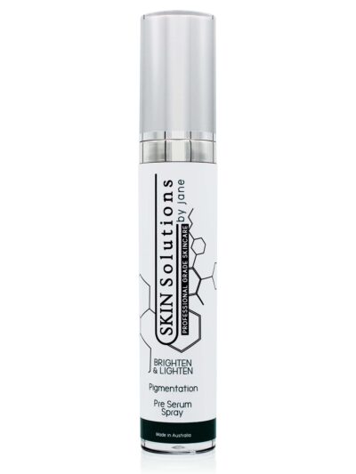 This is a 45ml cylindrical tall container with an airless sprayer and a push-on cap of metallic appearance. It contains a pre-serum from the BRIGHTEN & LIGHTEN collection. It is used to brighten & lighten pigmentation skin.