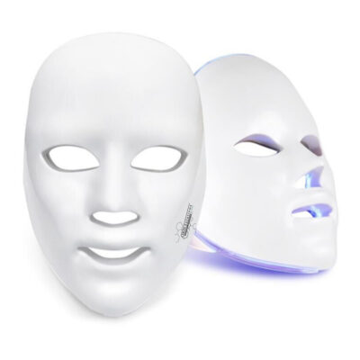 This LED Face Mask is white and can be used in seven different LED colours. The most successful are to use the red 633nm Blue 415nm Red, being for skin rejuvenation, and the blue mode to reduce Acne and Blemished skin.