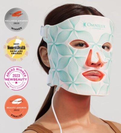 OMNILUX CONTOUR Led face mask Medical Grade flexible safe to use, flexible food grade silicone with all results being in the high 90% results on all clinical trials