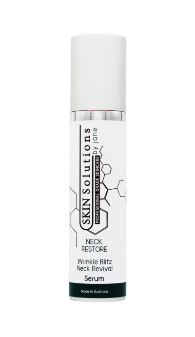 NECK RESTORE Wrinkle Blitz Neck Revival Serum is the creme de la of all neck serums it has been formulated by professionals to help firm up or blitz the wrinkles delivering smoother skin. The 50ml airless pump supports easy dispensing. The pump bottle has an over cap that just lifts easily off the bottle