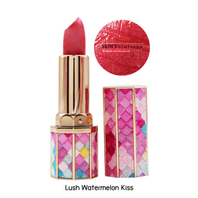 Lush Watermelon Kiss Lipstick that has a smooth silky light texture which is hydrating and moisturising delivering a lip treatment for exceptional lip health. The lipstick case is Luxurious in shades of pinks and complimenting neutral colours. Very stylish.