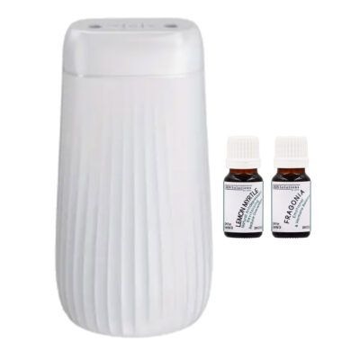 This diffuser humidifier comes in a pack with two very popular Australian pure essential oils both are 10ml dropper bottles each. One is Lemon Myrtle which is a natural anti depressant and reduces overwhelm and Fragonia from Western Australia's plantation is clinically proven as an emotional and hormone balancing oil. You can put 6 drops in total into the diffuser which delivers a fine mist which can be used day or night. The 1000ml capacity diffuser is in a virgin white colour. Look very striking to fit into any décor.